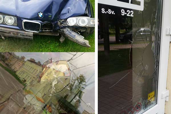 Неспокойные выходные в Резекне: битые стекла и машина в реке